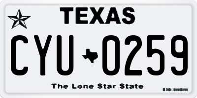 TX license plate CYU0259