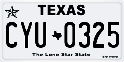 TX license plate CYU0325