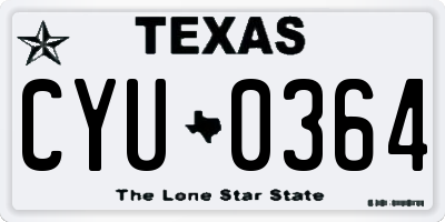 TX license plate CYU0364