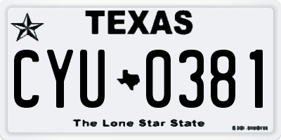 TX license plate CYU0381