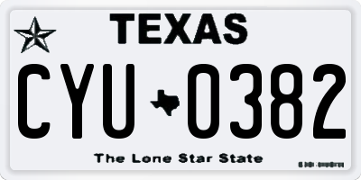 TX license plate CYU0382