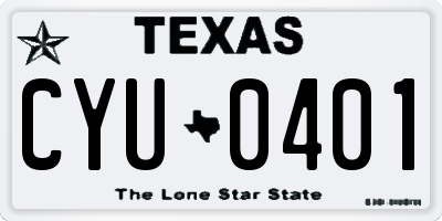 TX license plate CYU0401