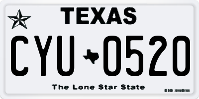 TX license plate CYU0520