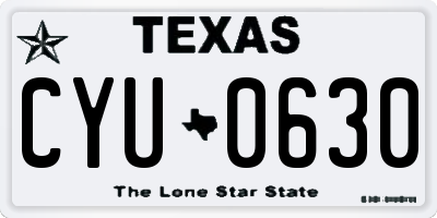 TX license plate CYU0630