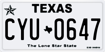 TX license plate CYU0647