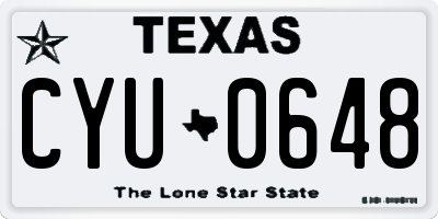 TX license plate CYU0648