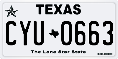 TX license plate CYU0663
