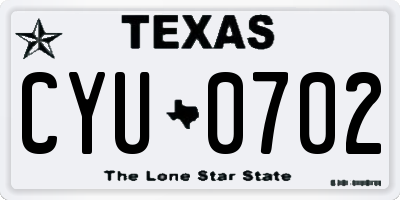 TX license plate CYU0702
