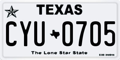 TX license plate CYU0705