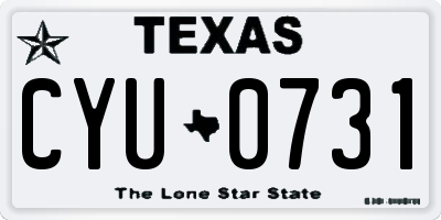 TX license plate CYU0731