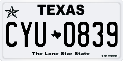TX license plate CYU0839