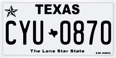TX license plate CYU0870