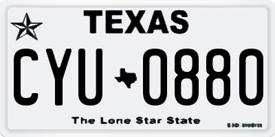 TX license plate CYU0880