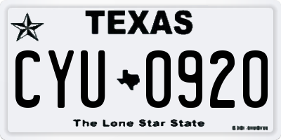 TX license plate CYU0920