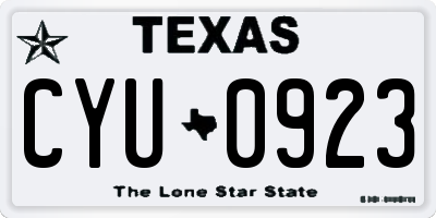 TX license plate CYU0923