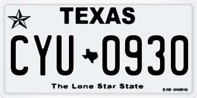 TX license plate CYU0930