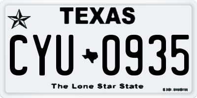 TX license plate CYU0935