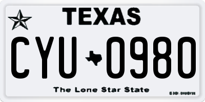 TX license plate CYU0980