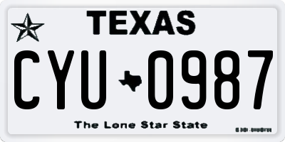 TX license plate CYU0987
