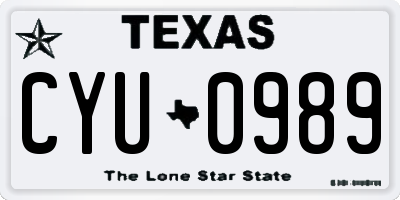 TX license plate CYU0989