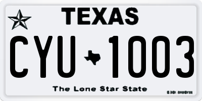 TX license plate CYU1003