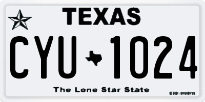 TX license plate CYU1024