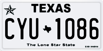 TX license plate CYU1086