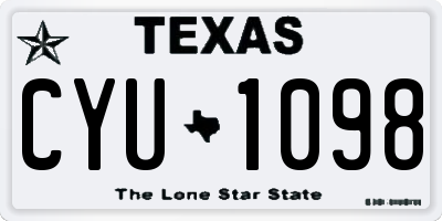 TX license plate CYU1098