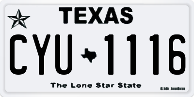 TX license plate CYU1116