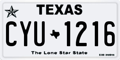 TX license plate CYU1216