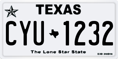 TX license plate CYU1232