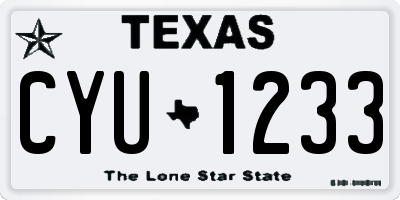 TX license plate CYU1233