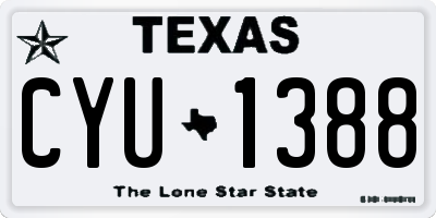 TX license plate CYU1388