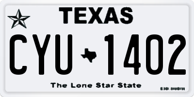 TX license plate CYU1402