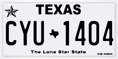 TX license plate CYU1404