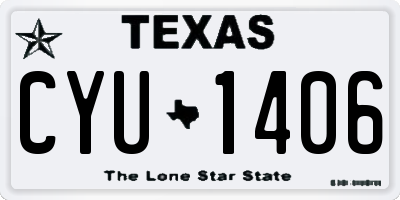 TX license plate CYU1406