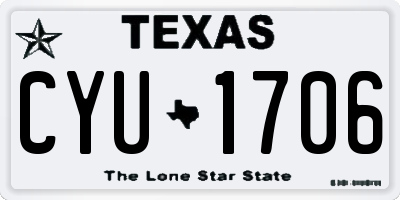TX license plate CYU1706