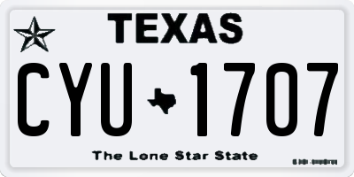 TX license plate CYU1707