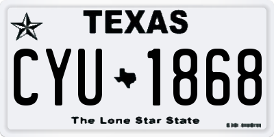 TX license plate CYU1868