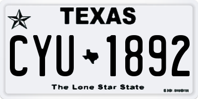 TX license plate CYU1892