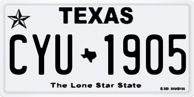 TX license plate CYU1905