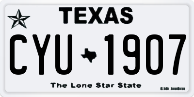 TX license plate CYU1907