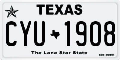 TX license plate CYU1908