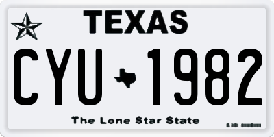 TX license plate CYU1982