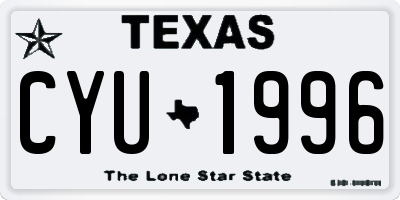 TX license plate CYU1996