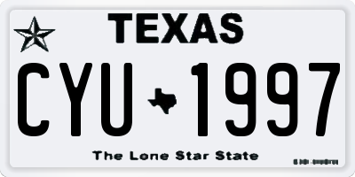 TX license plate CYU1997