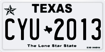 TX license plate CYU2013