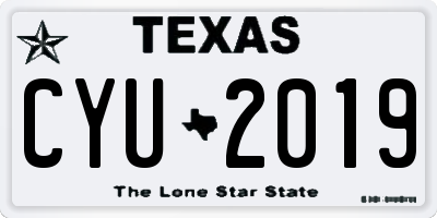 TX license plate CYU2019