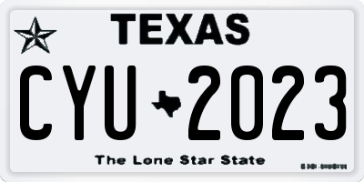 TX license plate CYU2023