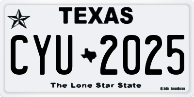 TX license plate CYU2025